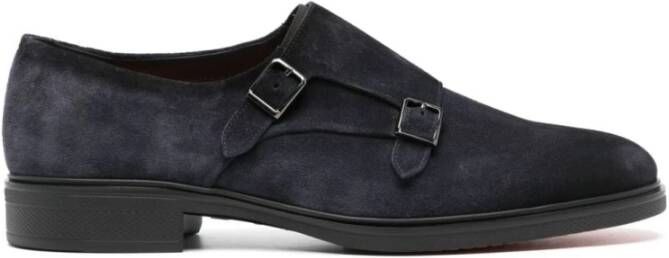 SANTONI Nette Schoenen Heren Sue 2gespschoen Maat: 42 5 Materiaal: Suède Kleur: Blauw