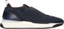 Santoni Blauwe Textiel Leren Sneakers 21601 Innova Blue Heren - Thumbnail 1