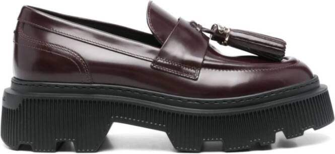 Santoni Bourgondisch Kalfsleer Loafers Kwastjes Red Dames