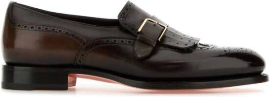 Santoni Bourgondische Leren Loafers Stijlvolle Schoenen Brown Heren