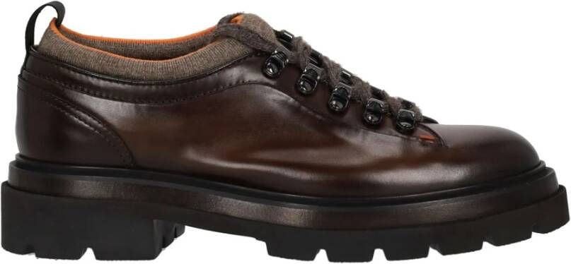 Santoni Bruin Leren Alpine Platte Schoenen Brown Heren