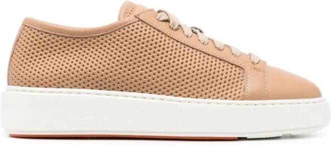 Santoni Bruin Leren Casual Sneakers voor Vrouwen Brown Dames