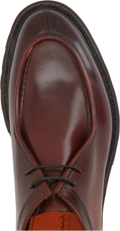 Santoni Bruin Leren Derby Platte Schoenen Brown Heren