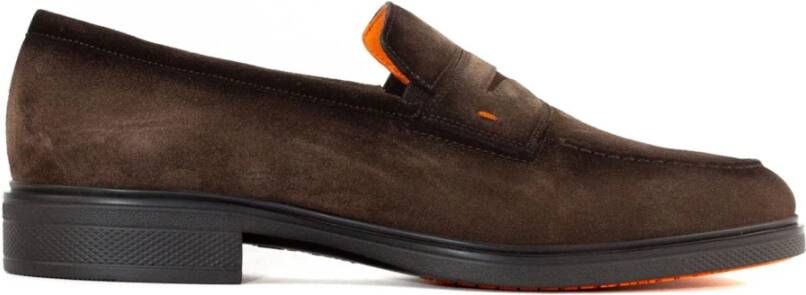 Santoni Bruin Leren Instap Mocassin Schoenen Brown Heren