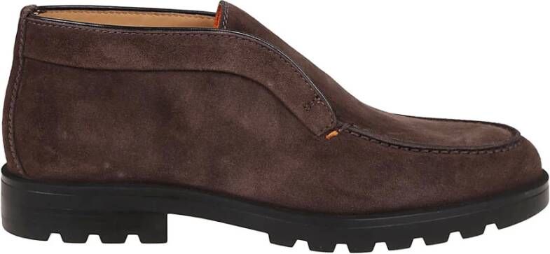 Santoni Bruin Leren Jas Elegante Stijl Brown Heren