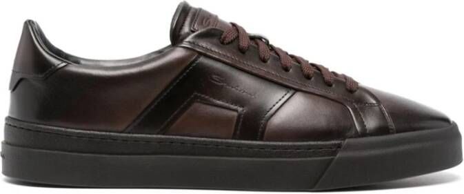 Santoni Bruin Leren Veterschoenen Brown Heren