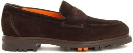 Santoni Bruine Casual-Chic Mocassin met Moderne Details Brown Heren