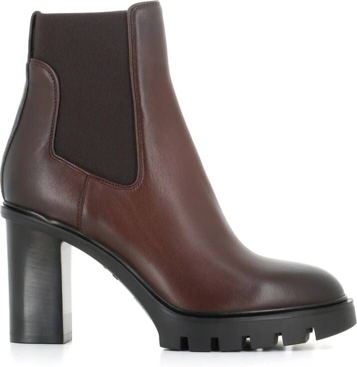 Santoni Bruine Chelsea Leren Laarzen Elastische Inzetstukken Brown Dames