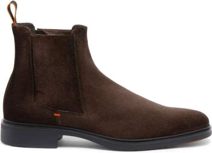 Santoni Suède Chelsea Laarzen Ronde Neus Stijl Brown Heren