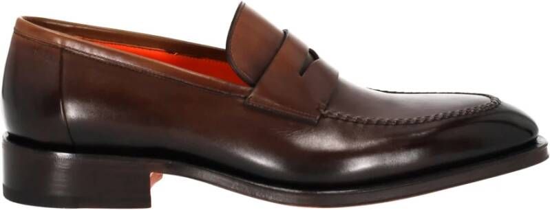 Santoni Bruine leren mocassin schoenen Brown Heren