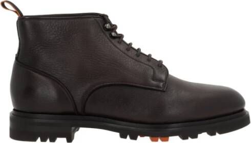 Santoni Bruine leren veterschoenen Brown Heren