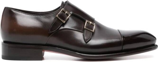 Santoni Bruine Monk Strap Leren Sandalen Brown Heren