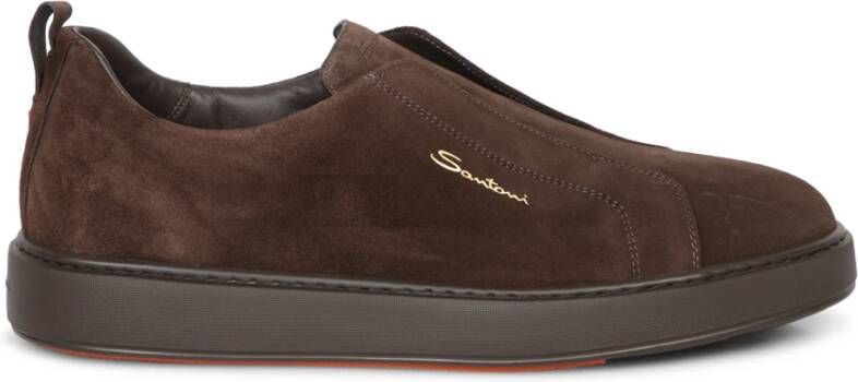 Santoni Bruine Sneakers Verhoog Stijl Comfort Brown Heren