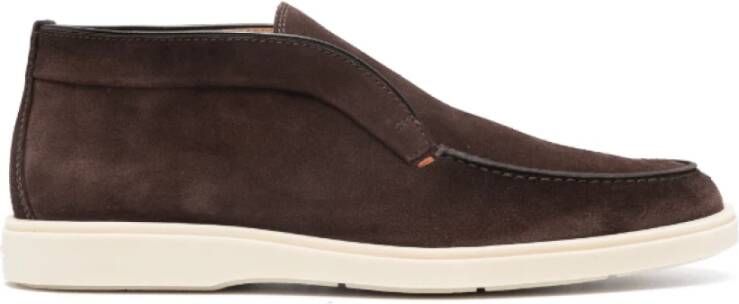 Santoni Bruine Suède Instaplaarzen Brown Heren