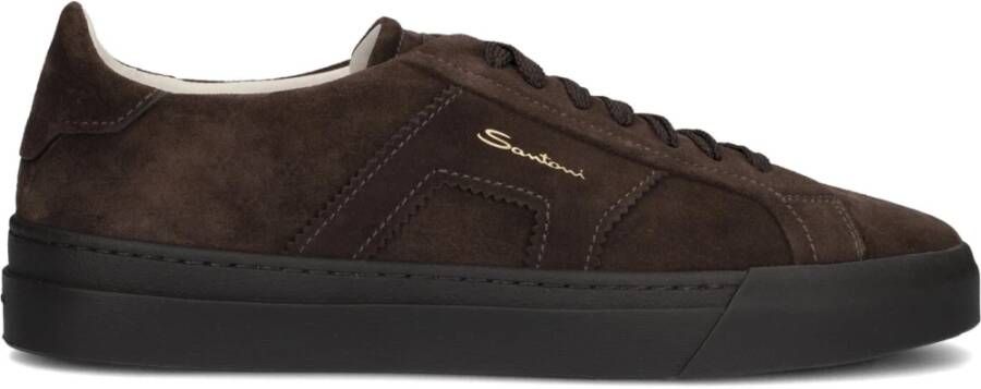 SANTONI Lage Sneakers Heren Sue Sneaker Maat: 42 Materiaal: Suède Kleur: Bruin