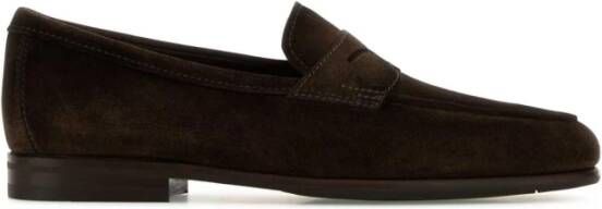 Santoni Bruine Suède Loafers Brown Heren