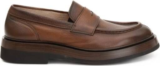 Santoni Bruine Suède Mocassin Platte Schoenen Brown Heren