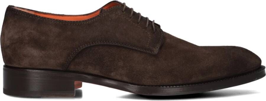 Santoni Bruine Suède Veterschoenen Carter 18353 Brown Heren