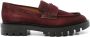 Santoni Burgundy Suede Loafers Red Dames - Thumbnail 1