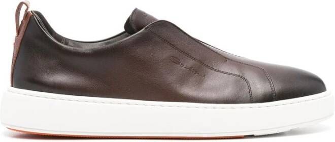 Santoni Cederbruine Sneaker met Treklipje Brown Heren