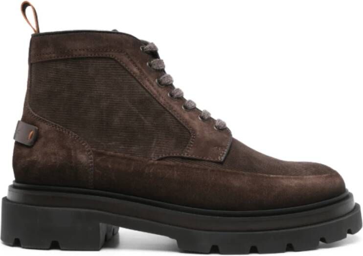 Santoni Chocoladebruine Suède Wandelschoenen Brown Heren