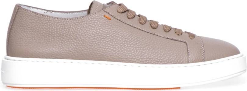 Santoni Cleanicon Sneakers Beige Lavendel Birds Eye Patroon Beige Heren