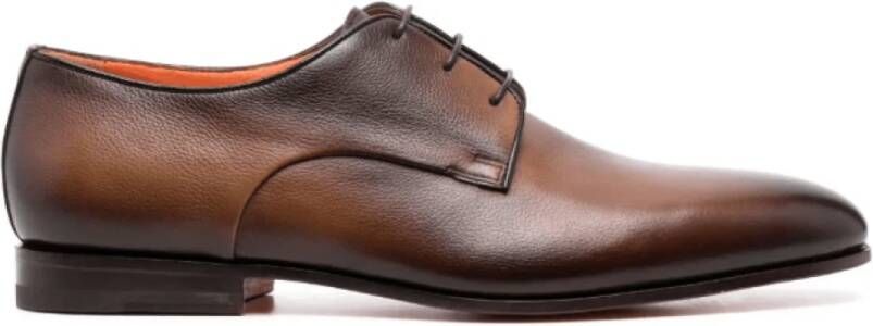 Santoni Cognac Bruine Leren Derby Schoenen Brown Heren