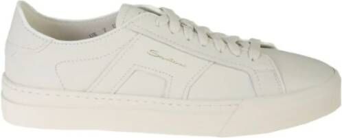 Santoni Crème Leren Sneakers met Logo Detail Beige Dames