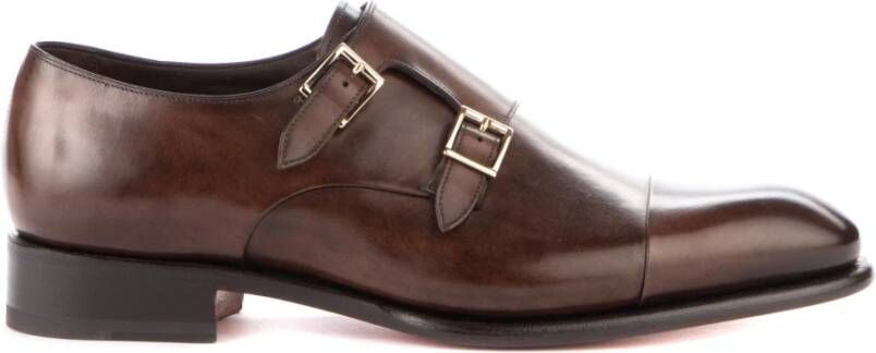 Santoni Donkerbruine Double Monks Business Schoenen Brown Heren