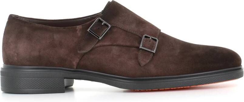 Santoni Donkerbruine platte schoenen Brown Heren