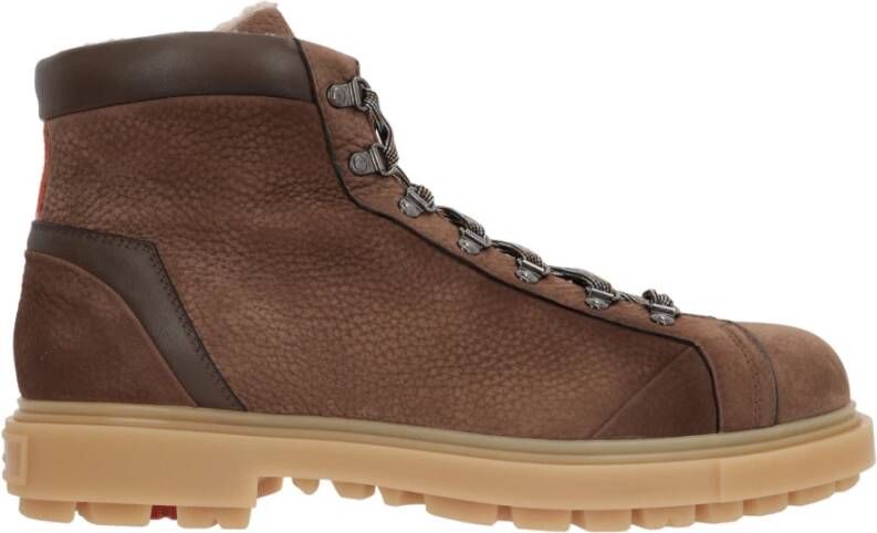 Santoni Donkerbruine Wandelschoenen Leer Brown Heren