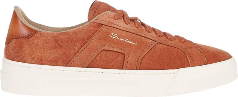 Santoni Dubbele Gesp Sneakers Brown Heren