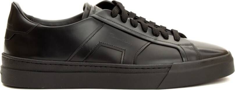 Santoni Dubbele Gesp Zwarte Sneaker Black Heren