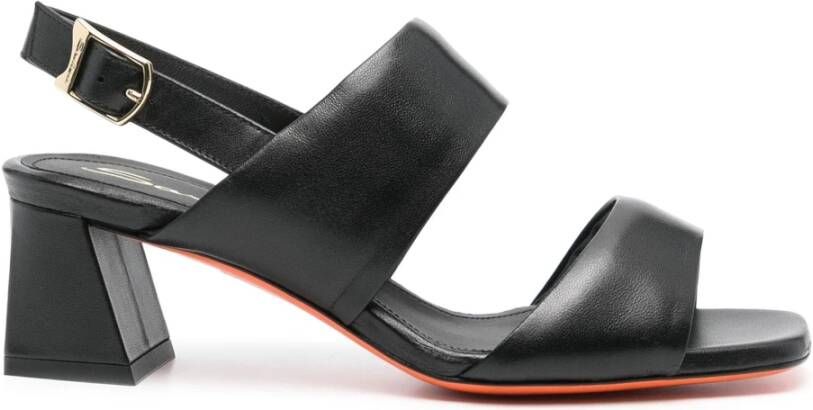 Santoni Elegante Zwarte Leren Pumps Black Dames