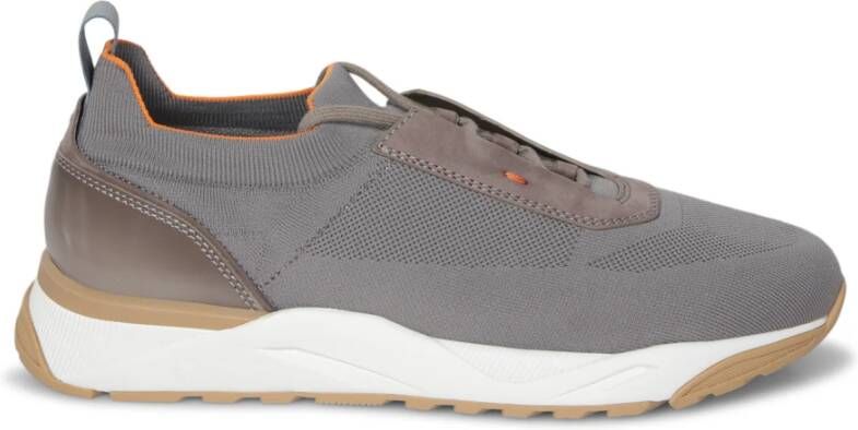 Santoni Gebreide Leren Sneakers Beige Heren