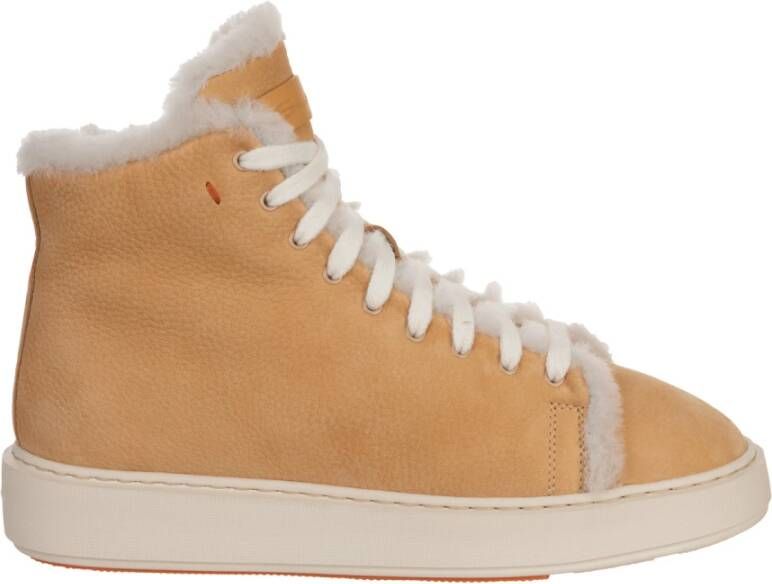 Santoni Gehamerde Leren Sneakers Bruin Dames