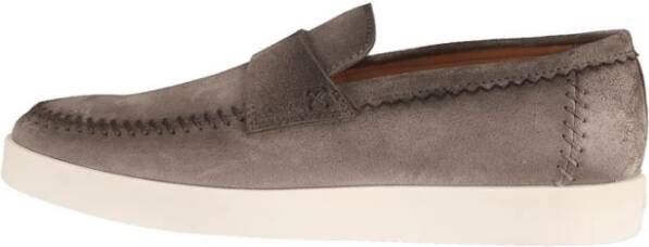 Santoni Grijze Leren Loafer voor Zomerse Bruiloft Gray Heren