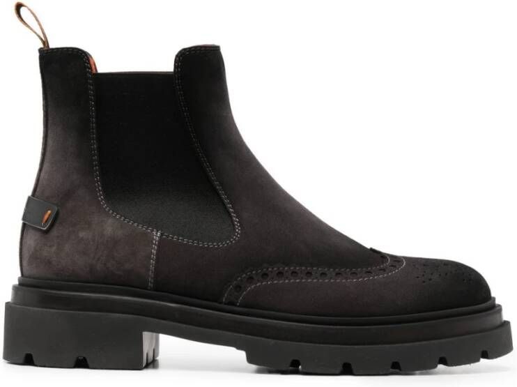 Santoni Grijze Suède Elastische Enkellaars Gray Heren