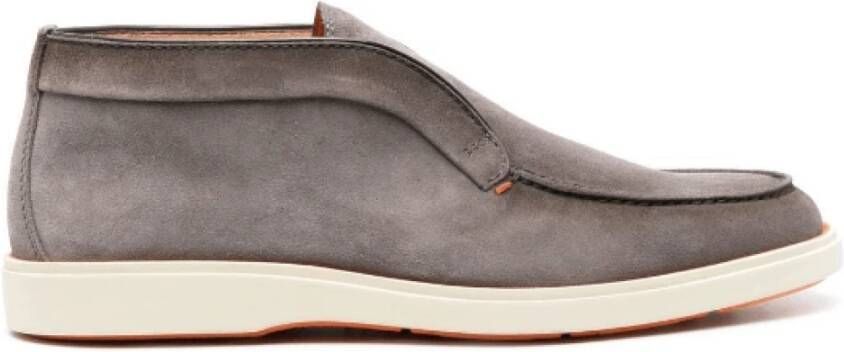 Santoni Grijze Suède Slip-On Enkellaarzen Grijs Heren