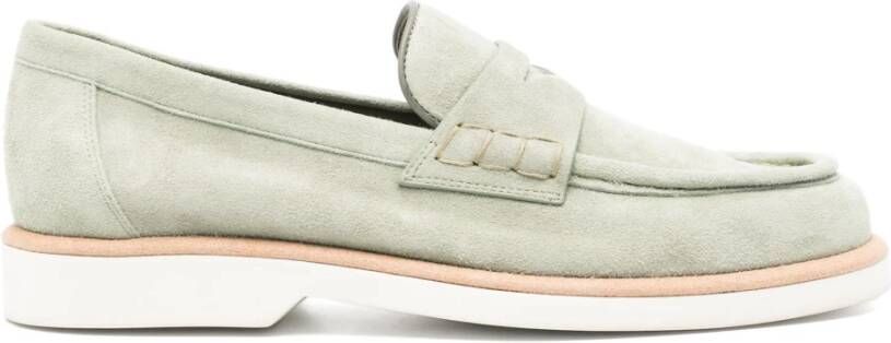 Santoni Groene leren loafers casual platte Green Dames