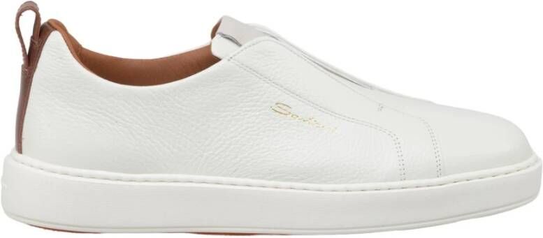 Santoni Handgemaakte Leren Slip-On Sneaker White Heren