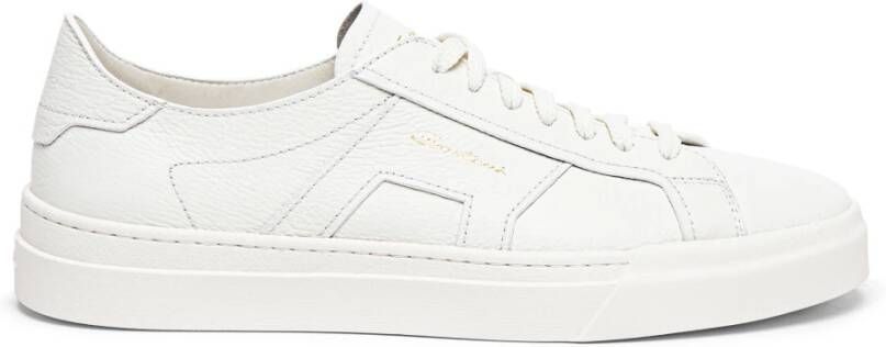 Santoni Heren leren dubbele gesp sneaker White Heren