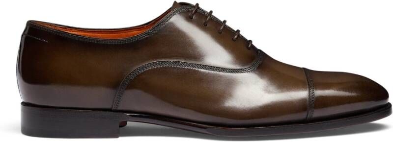 Santoni Heren leren Oxford schoen Brown Heren