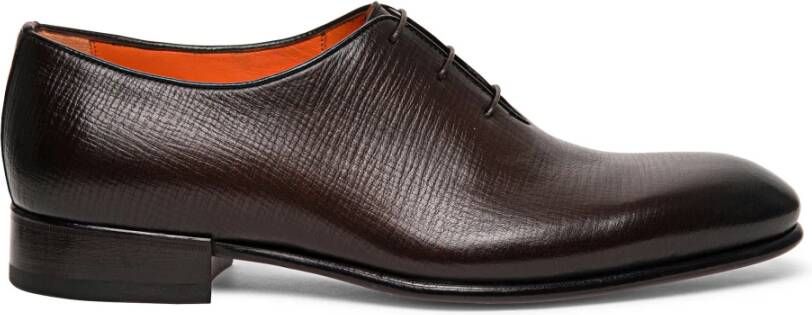 Santoni Heren Oxford schoen van geperst leer Brown Heren