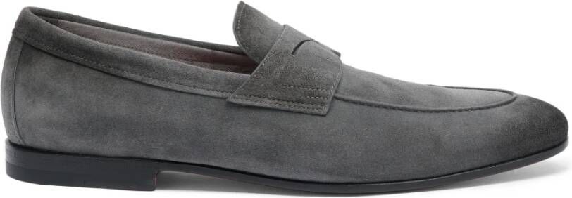 Santoni Heren suède Carlo instapper Gray Heren