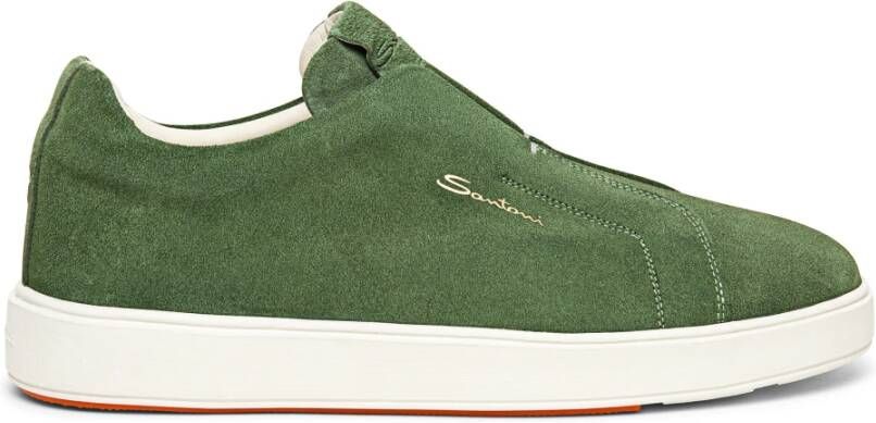 Santoni Heren suède instap sneaker Green Heren