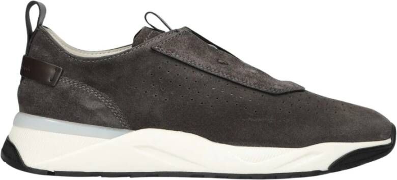 Santoni Heren Suede Runner Sneakers Bruin Brown Heren