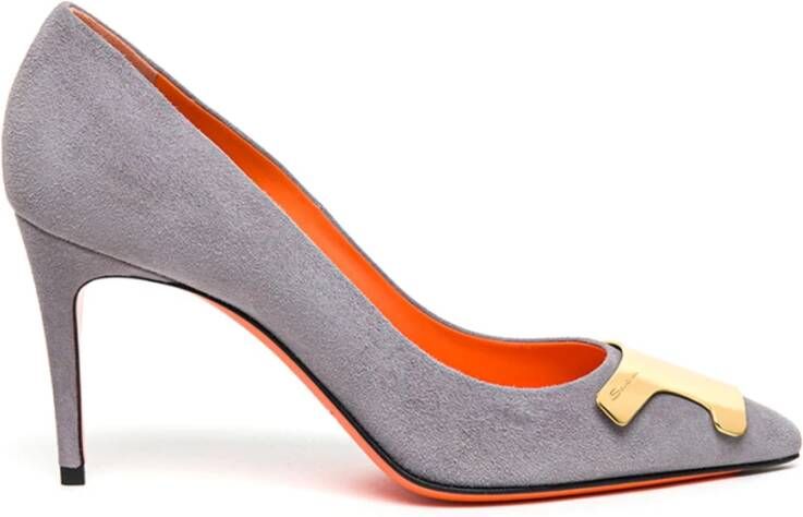 Santoni Hoge Leren Pumps Gray Dames