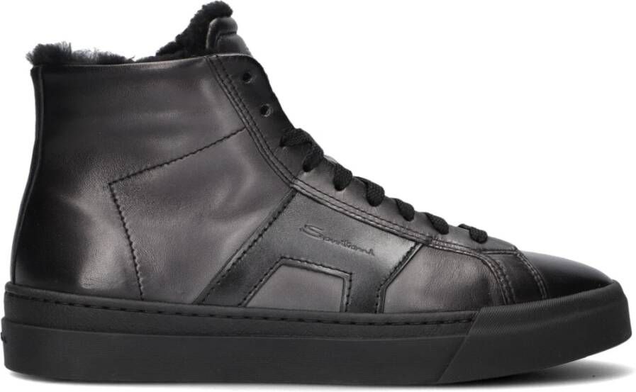 SANTONI Hoge Sneakers Heren 21932 22025 Maat: 43 Materiaal: Leer Kleur: Grijs