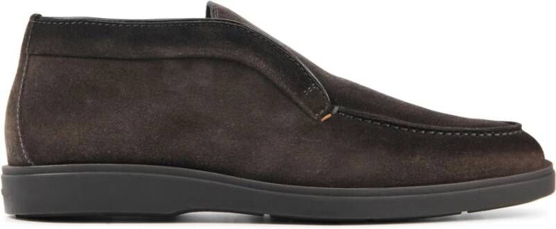 Santoni Bruine Suède Slip-On Loafers Brown Heren